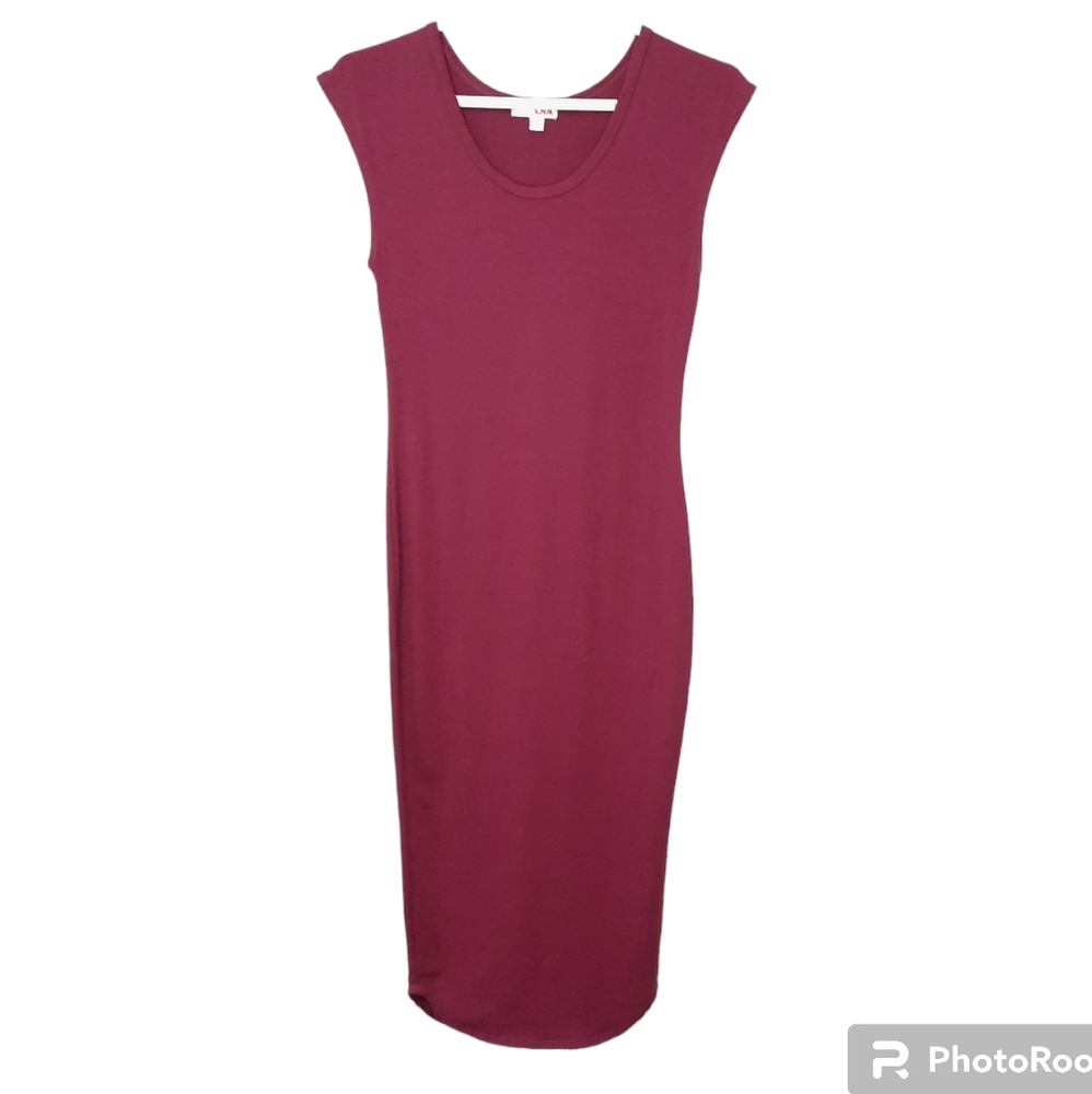 LNA Revolve TShirt Midi Dress Pullover Womens Size XS Purple Plum Stretch Casual